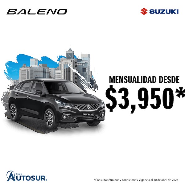 Suzuki Baleno desde $3,950 mensuales