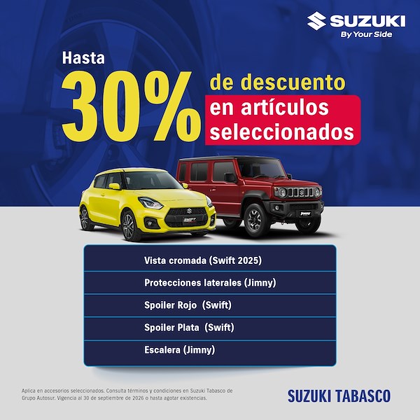 Descuento en accesorios Suzuki Tabasco