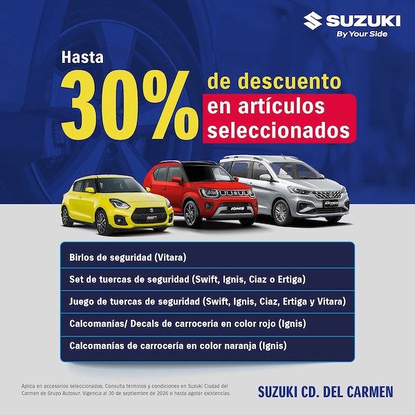 Descuento en accesorios Suzuki Ciudad del Carmen
