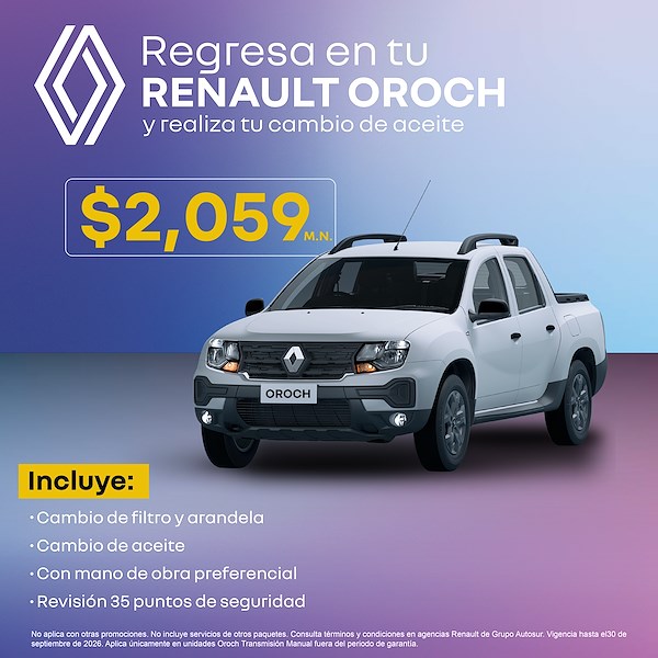 Renault Oroch | Servicio en cambio de aceite