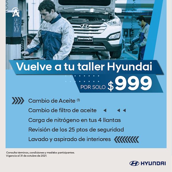 Promoción de Servicio de mantenimiento Hyundai a sólo 999 MXN