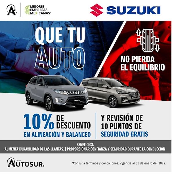 Promoción alineación y balanceo Suzuki